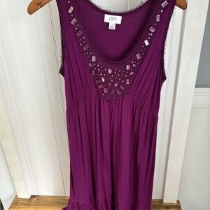 LOFT Deep Purple Embellished Tank Top